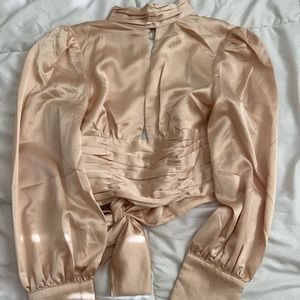 Creme open back long sleeve top